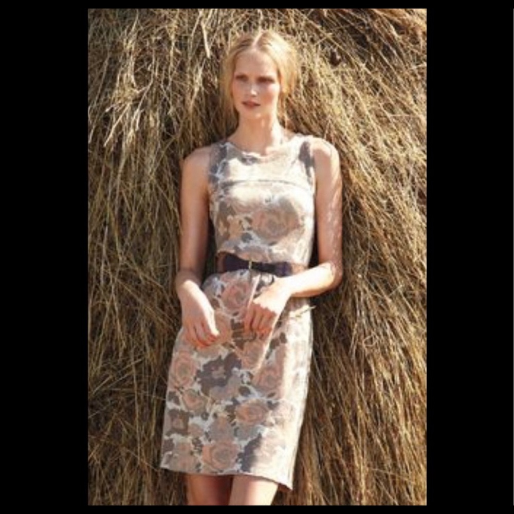 Anthropologie Knitted and Knotted Metallic Floral Dress